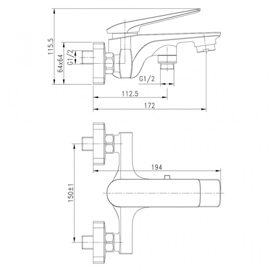 Смеситель для ванны Lemark Allegro LM5914CW с душем