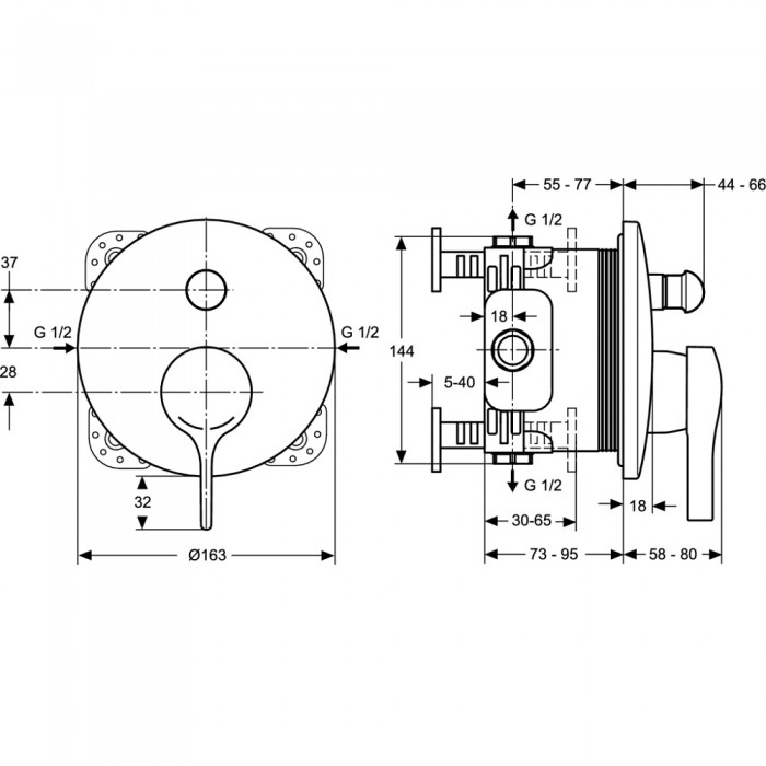 Смеситель для ванны Ideal Standard Melange A4720AA встраиваемый, хром