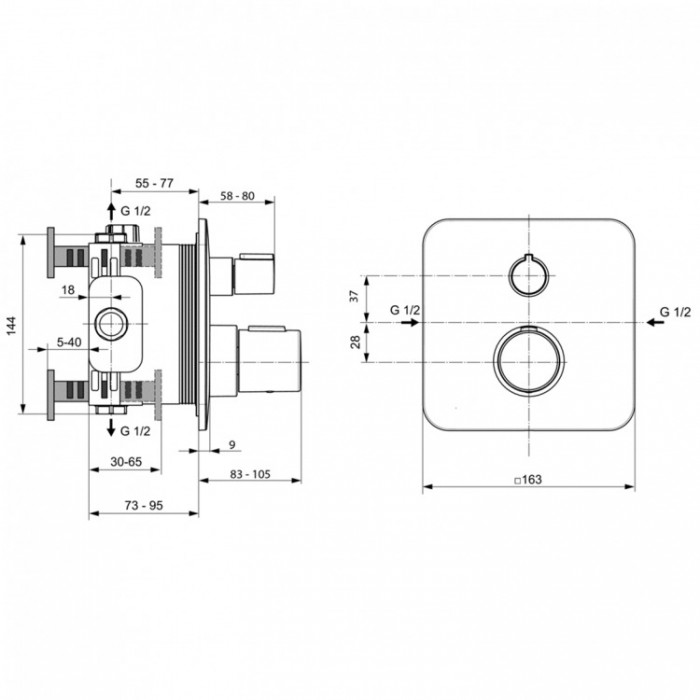 Смеситель для ванны Ideal Standard Tonic II A6345AA с термостатом, встраиваемый, хром