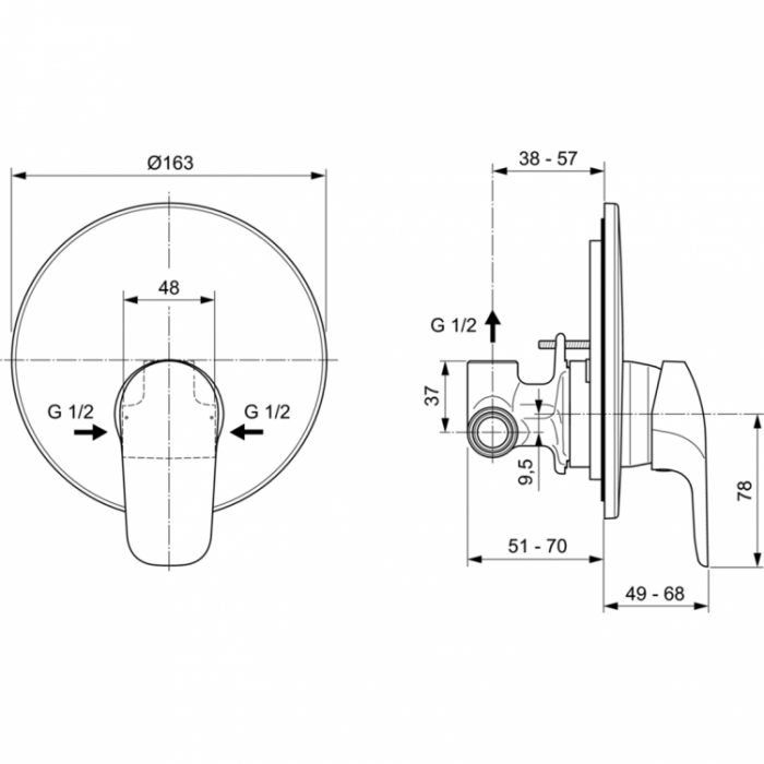 Смеситель для душа Ideal Standard Ceraflex A6757AA встраиваемый, хром