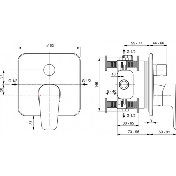 Смеситель для ванны Ideal Standard Cerafine Model D A7348AA встраиваемый, хром