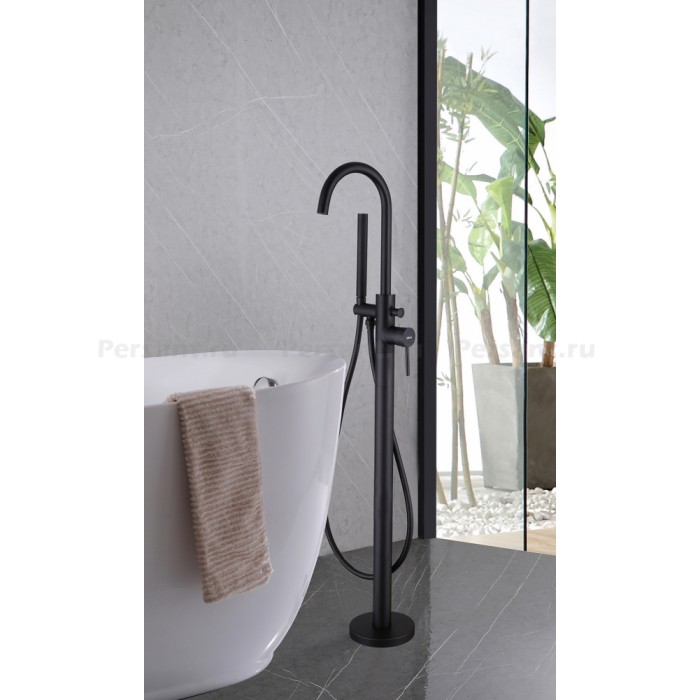 Смеситель для ванны Abber Wasser Kreis AF8115B напольный, черный матовый