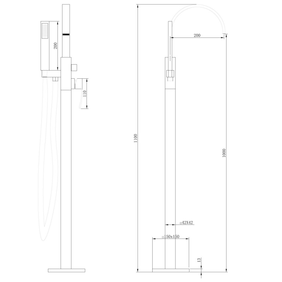 Смеситель для ванны Abber Wasserfall AF8615 хром