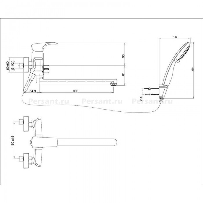 Смеситель для ванны Paini Angel ANCR112P20LMKM хром