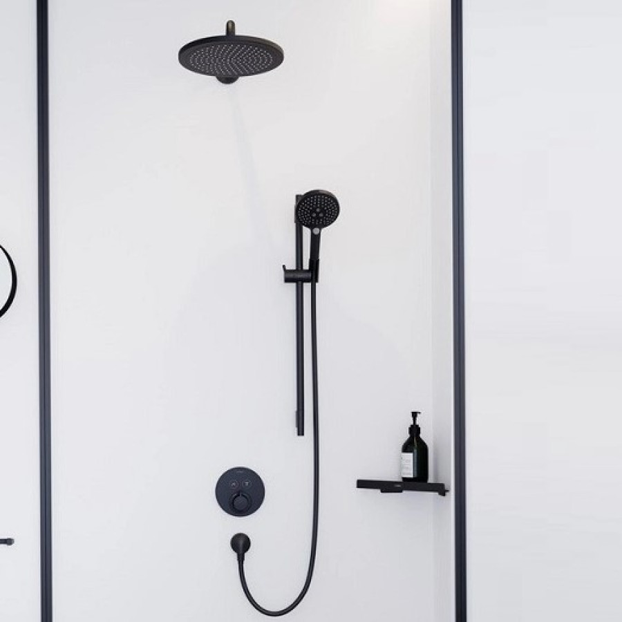 Смеситель для душа с термостатом hansgrohe ShowerSelect S 15743670 для 2 потребителей, СМ, матовый черный