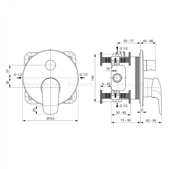 Смеситель для ванны Ideal Standard Ceraflex A6725AA встраиваемый, хром