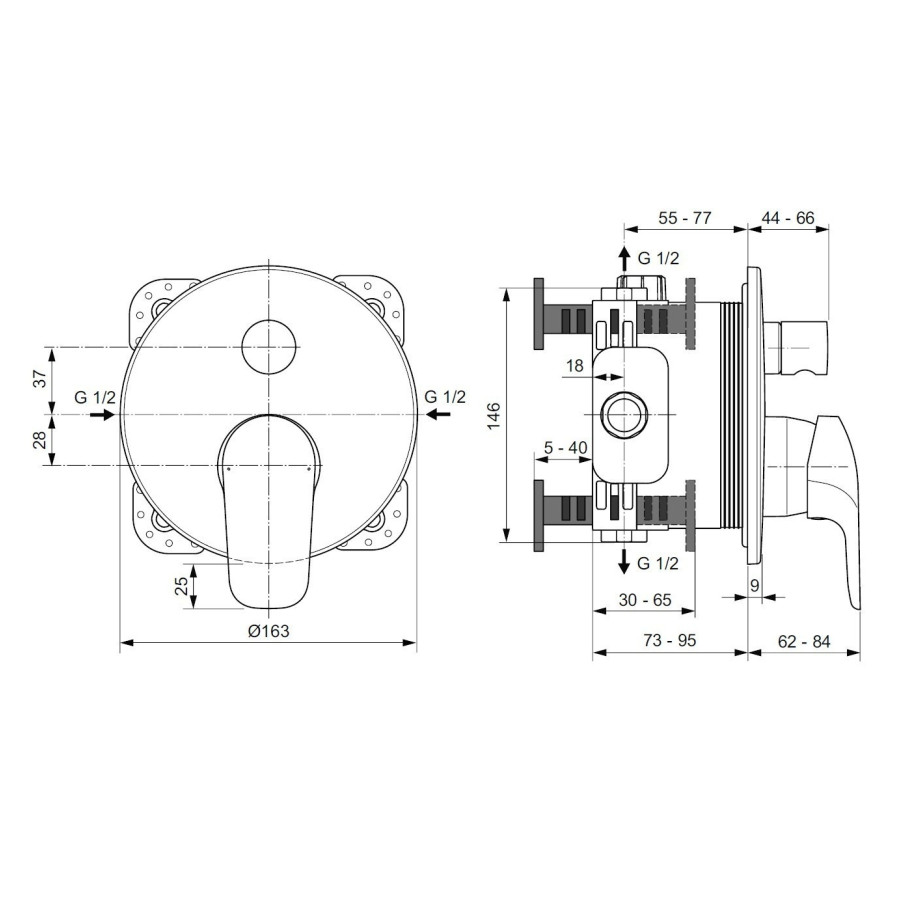 Смеситель для ванны и душа Ideal Standard Ceraflex A6725AA