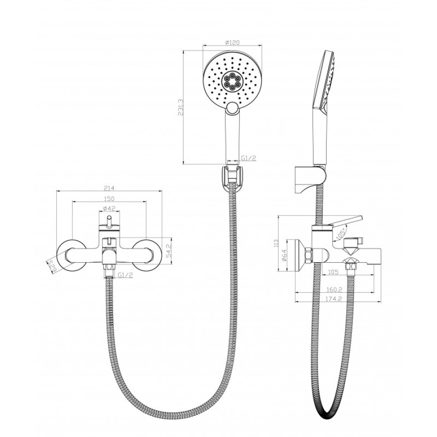 Комплект для ванны Lemark Minima LM3814C