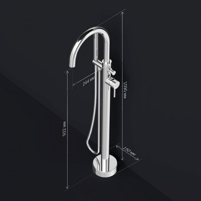 Смеситель для ванны AM.PM Sense F7514100 напольный, хром