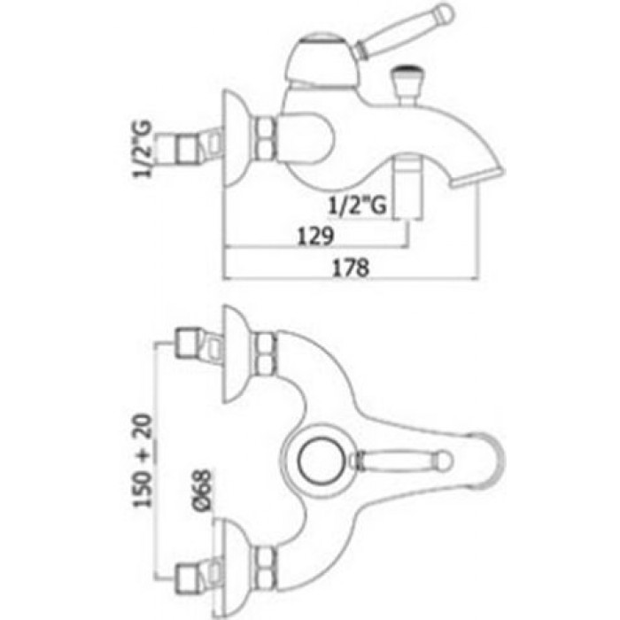 Смеситель для ванны Paffoni Giorgia GI022GF золото глянцевое