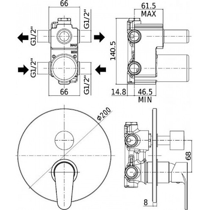 Смеситель для ванны Paffoni Green GR018CR встраиваемый, хром