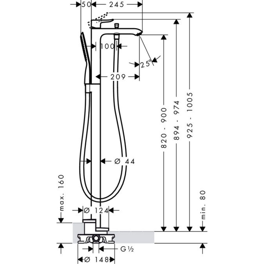 Смеситель для ванны Hansgrohe Metris 31471000