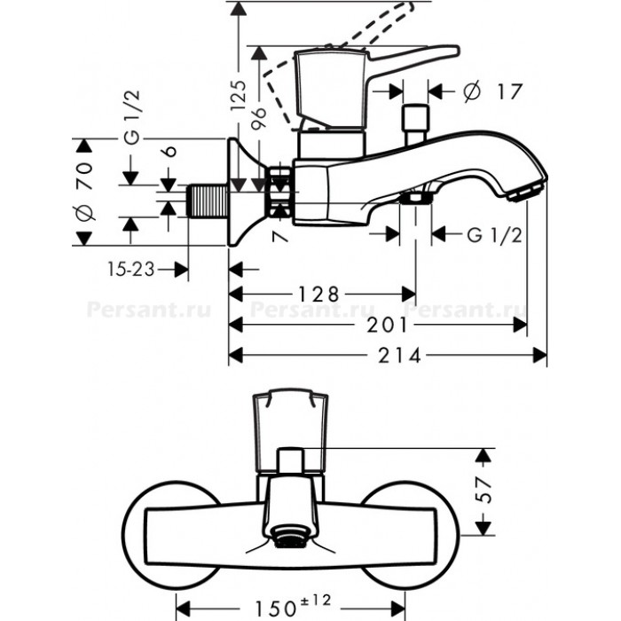 Смеситель для ванны Hansgrohe Metropol Classic 31340000 хром
