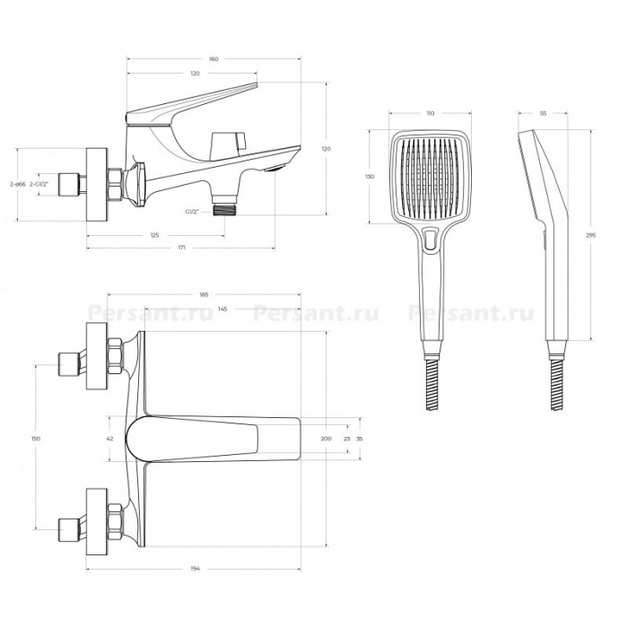 Смеситель для ванны Cezares Liner хром LINER-VD-01