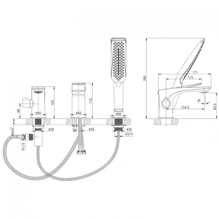 Смеситель на борт ванны Lemark Allegro LM5945CW белый/хром