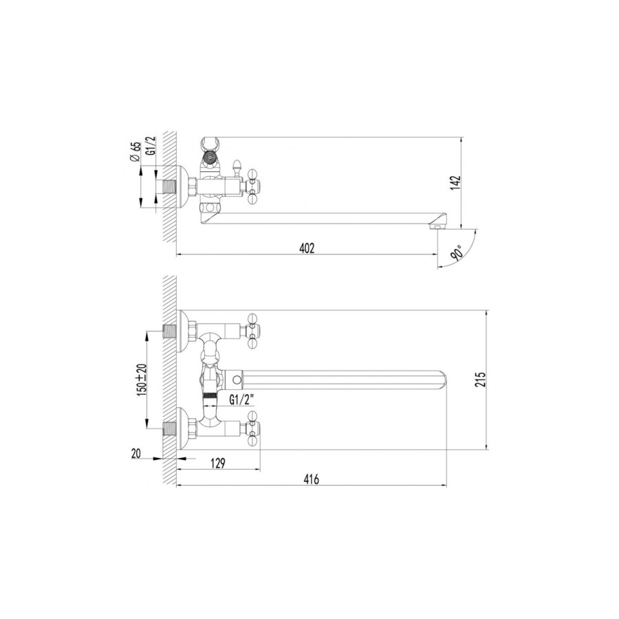 Смеситель для ванны Lemark Vista LM7651C