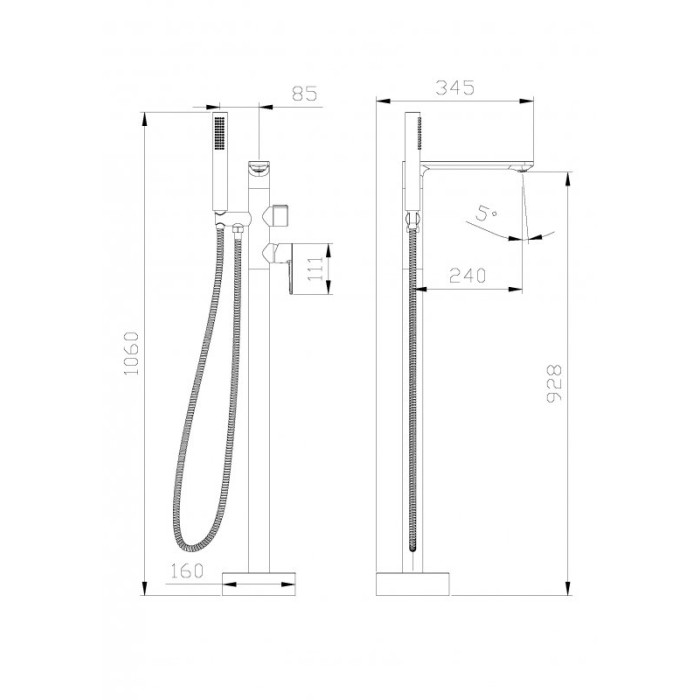 Смеситель для ванны напольный Cezares Lux хром LUX-VDP-01
