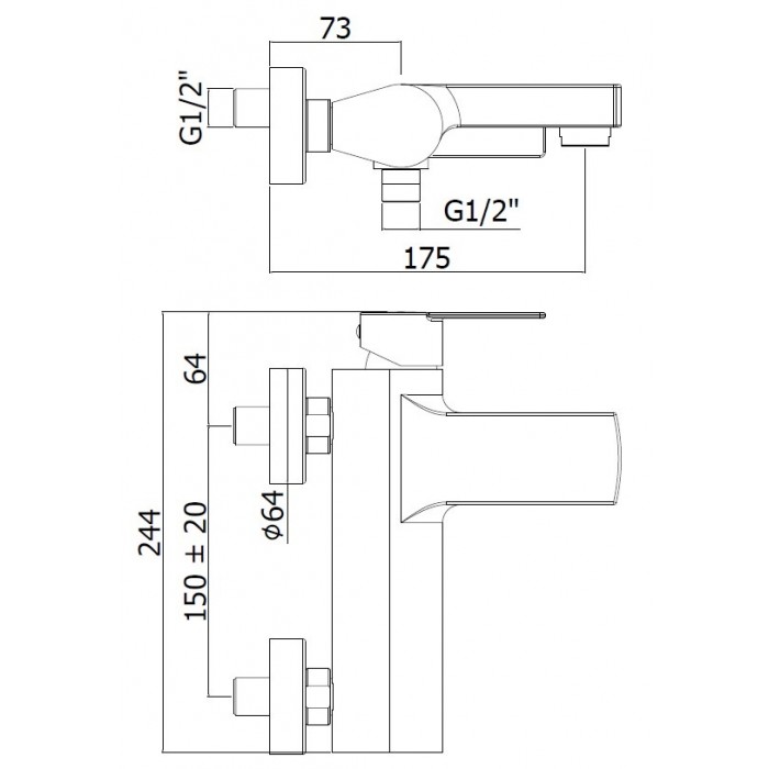 Смеситель для ванны Paffoni Tango TA022CR хром