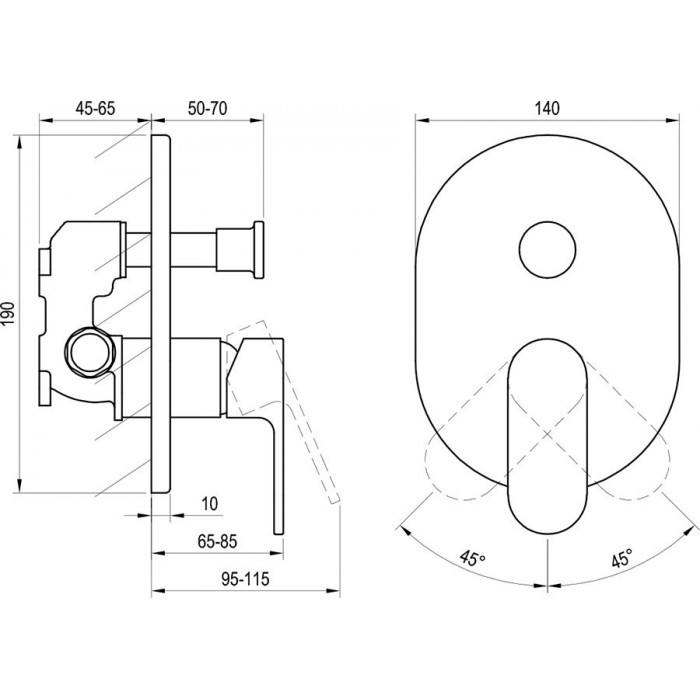 Смеситель для душа Ravak Chrome CR 065.00 X070056 встраиваемый, хром