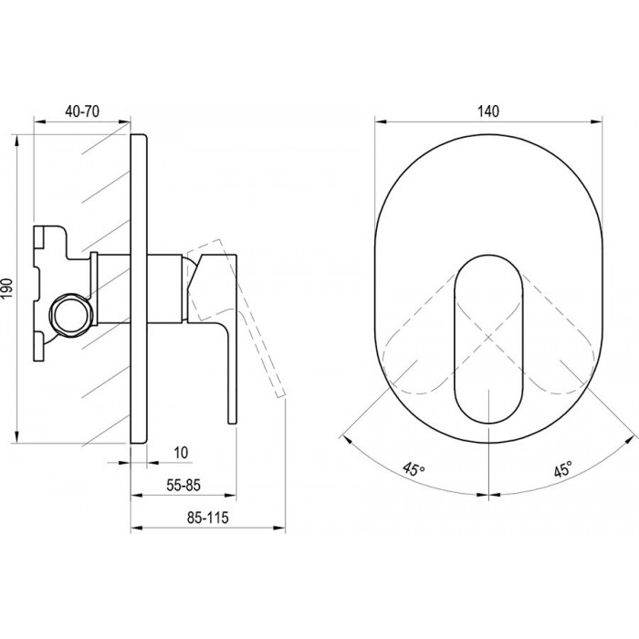 Смеситель для душа Ravak Chrome CR 066.00 X070057 встраиваемый, хрон