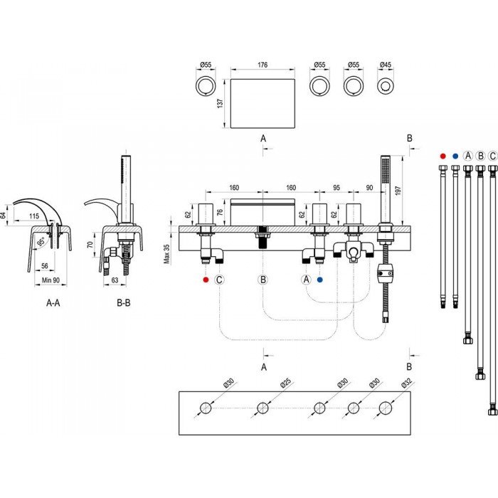 Смеситель для ванны Ravak WF 025.00 X070060 хром