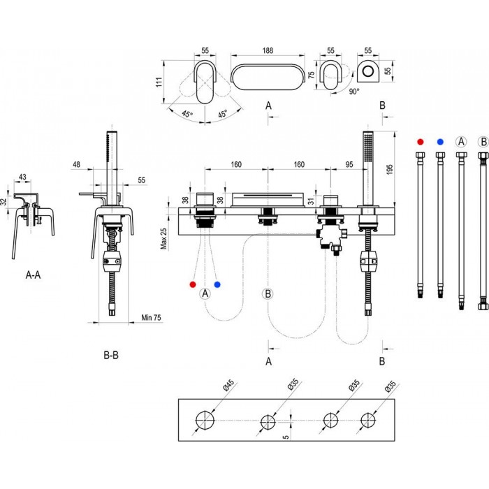 Смеситель для ванны Ravak Chrome CR 025.00 X070073 хром