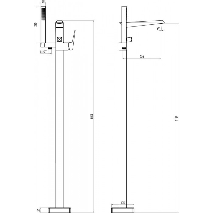 Смеситель для ванны Ravak Freedom FM 081.00 X070079 напольный, хром