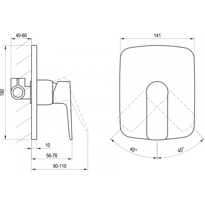 Смеситель для душа Ravak Classic CL 062.00 X070087 встраиваемый, хром