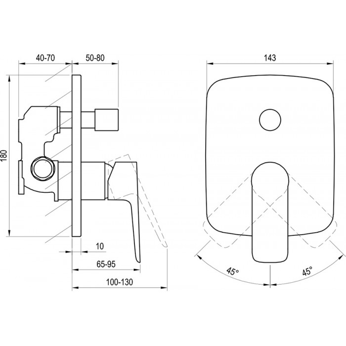 Смеситель для душа Ravak Classic CL 065.00 X070088 встраиваемый, хром