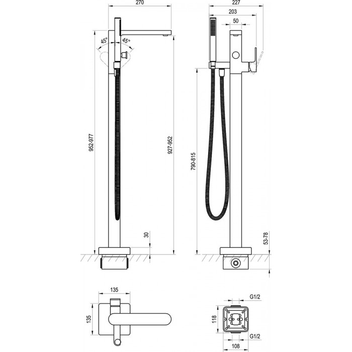Смеситель для ванны Ravak Chrome CR 080.00 X070101 напольный, хром