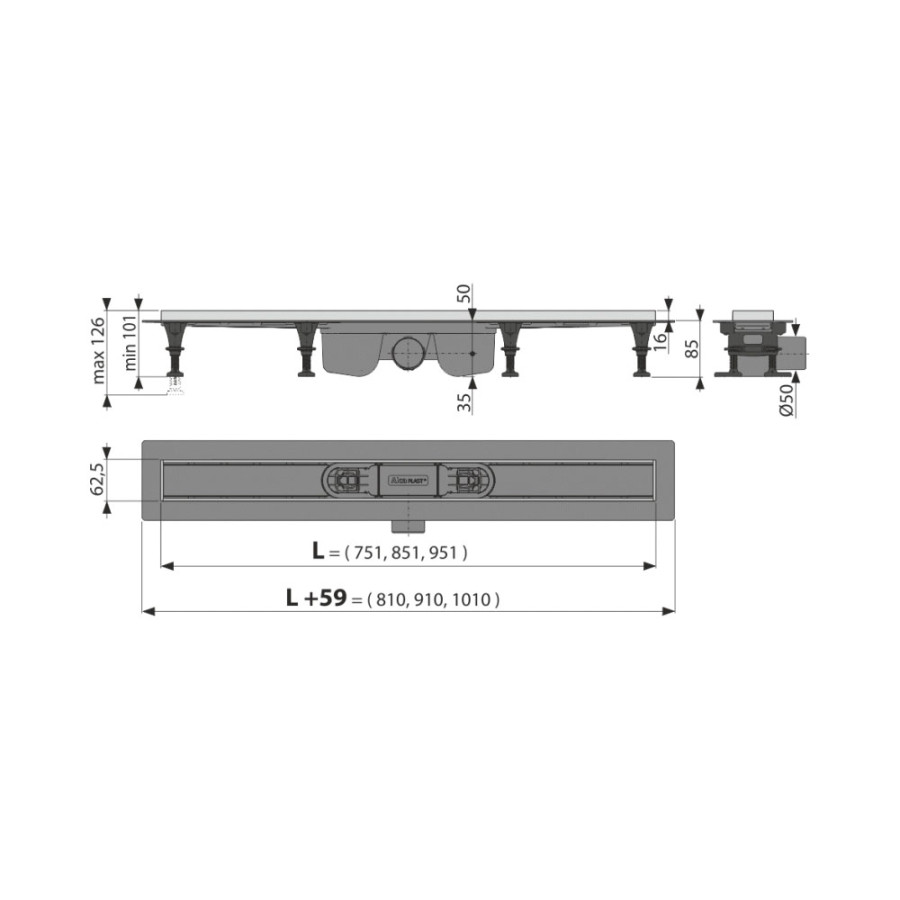 Душевой лоток AlcaPlast APZ22-750