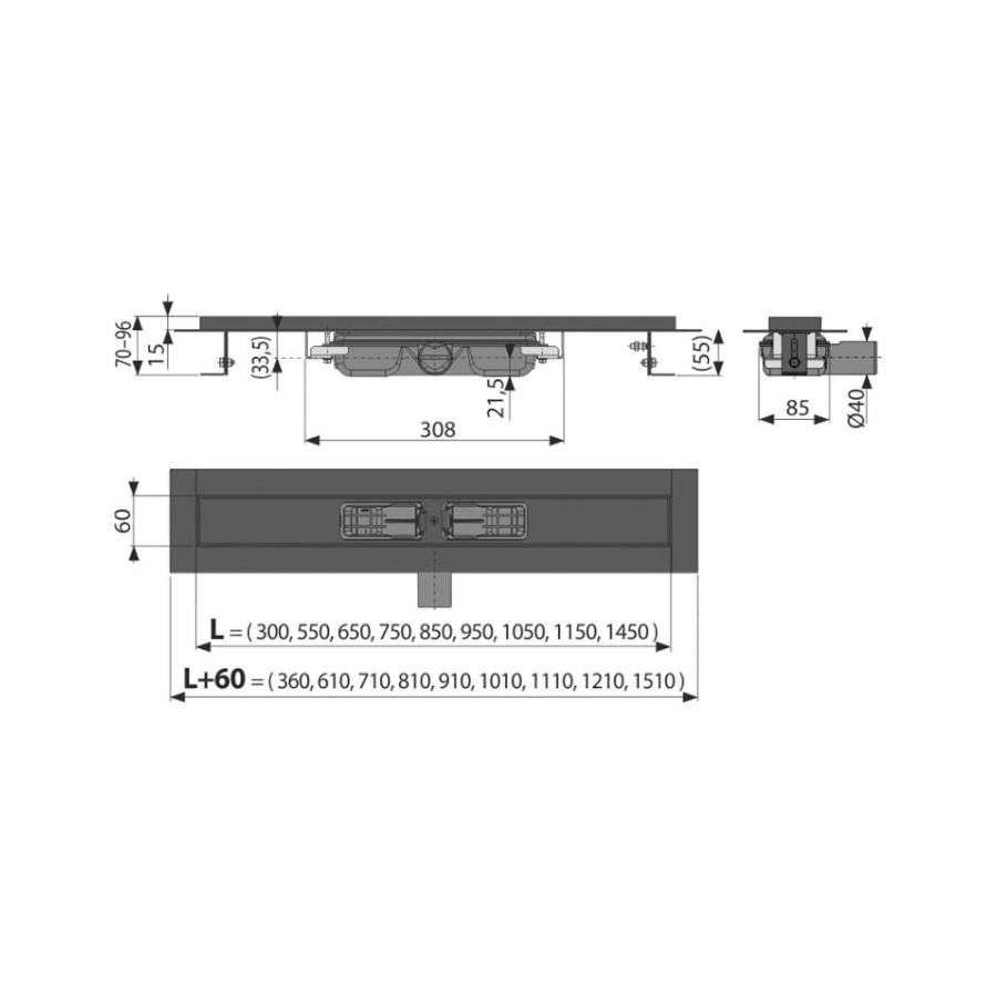 Душевой лоток AlcaPlast APZ101BLACK-550