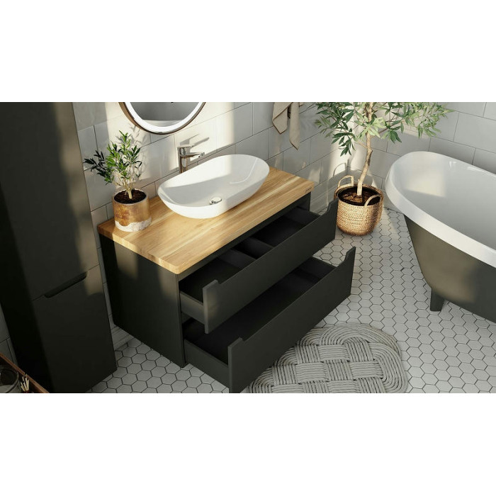 Тумба под раковину Jorno Wood 100 wood.01.100/P/GR подвесная Серая