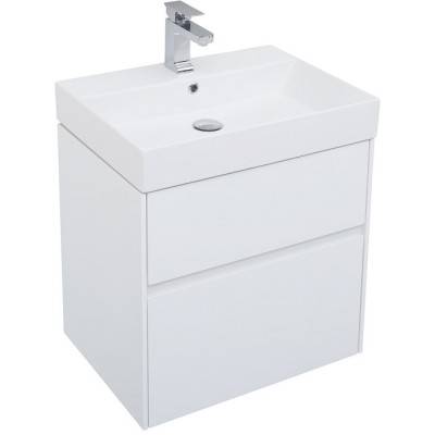 Тумба под раковину Aquanet Бруклин 60 белый глянец 00203958 подвесная