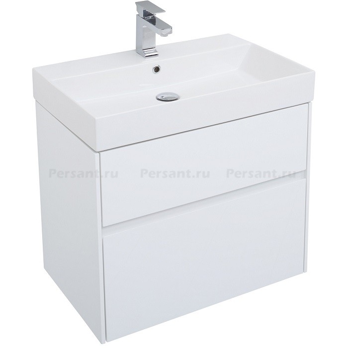 Тумба под раковину Aquanet Бруклин 70 белый глянец 00203959 подвесная