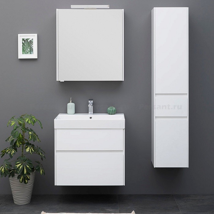 Тумба под раковину Aquanet Бруклин 60 белый глянец 00203958 подвесная