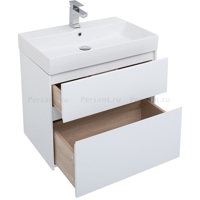 Тумба под раковину Aquanet Бруклин 70 белый глянец 00203959 подвесная