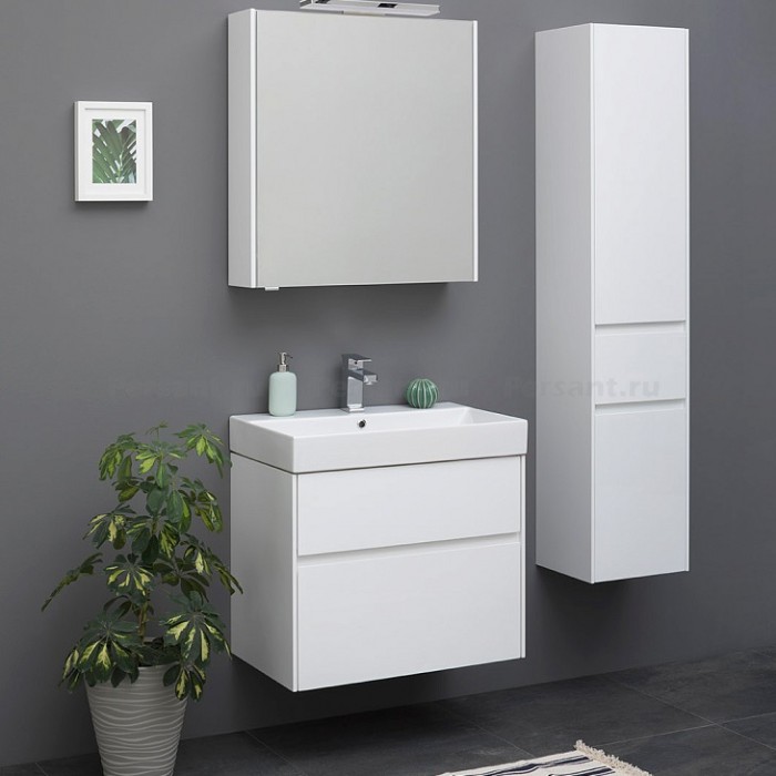 Тумба под раковину Aquanet Бруклин 60 белый глянец 00203958 подвесная