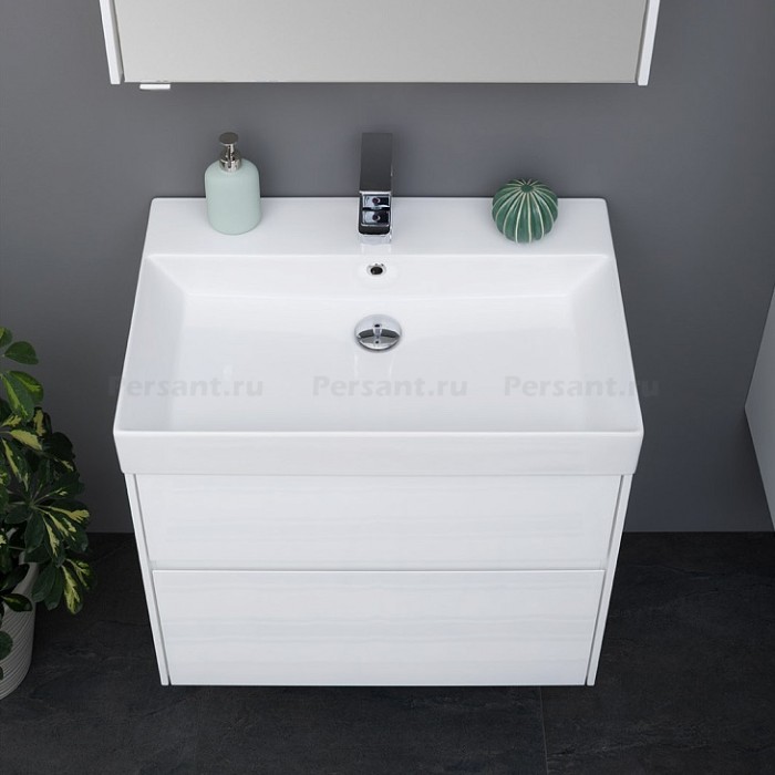 Тумба под раковину Aquanet Бруклин 60 белый глянец 00203958 подвесная
