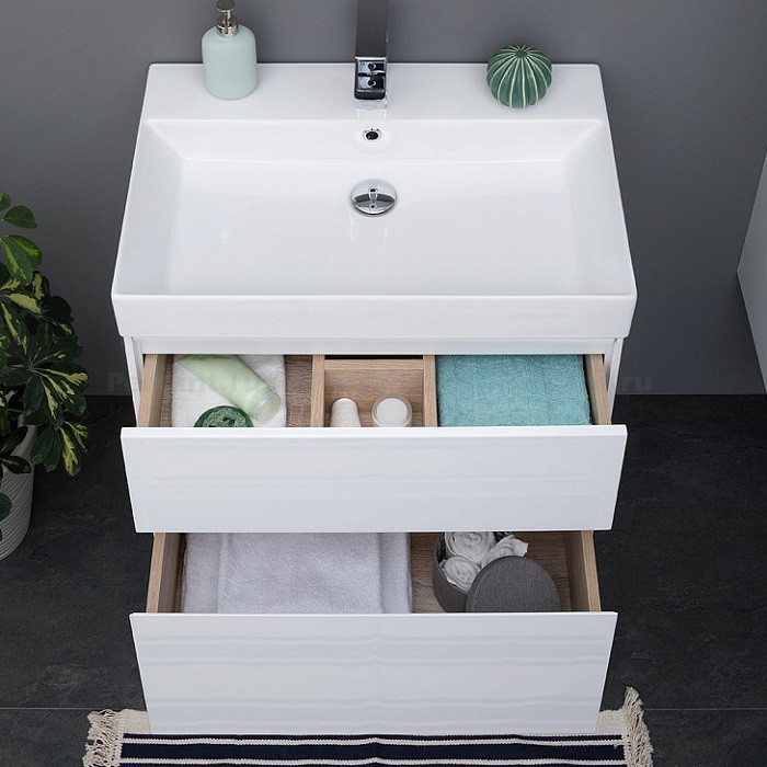 Тумба под раковину Aquanet Бруклин 60 белый глянец 00203958 подвесная