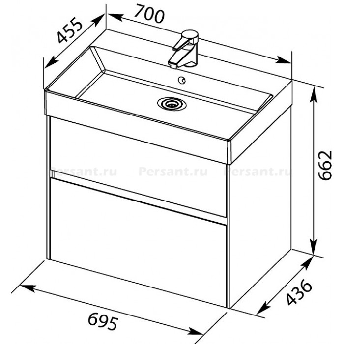 Тумба под раковину Aquanet Бруклин 70 антрацит матовый 00310141 подвесная