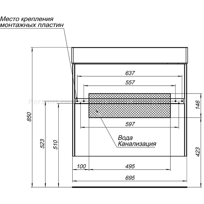 Тумба под раковину Aquanet Бруклин 70 антрацит матовый 00310141 подвесная