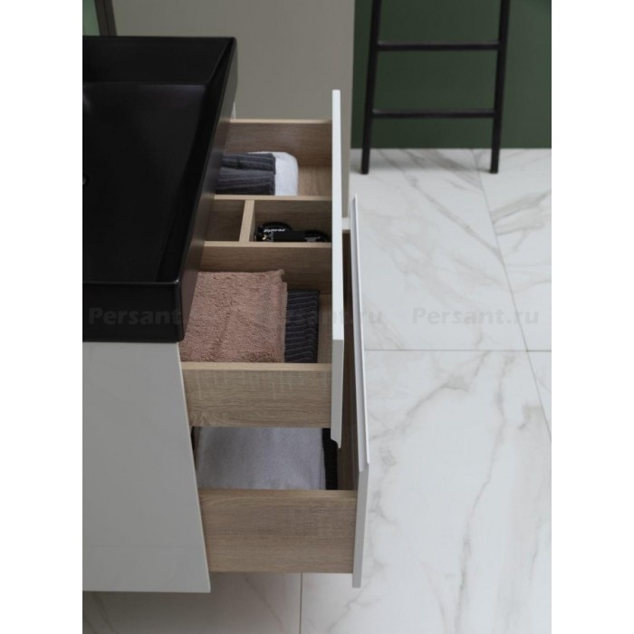 Тумба под раковину Aquanet Бруклин 85 белый глянец 00203960 подвесная