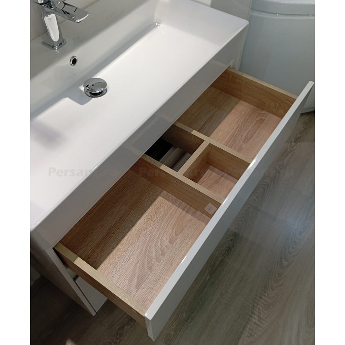 Тумба под раковину Aquanet Бруклин 85 белый глянец 00203960 подвесная