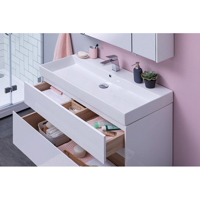 Тумба под раковину Aquanet Бруклин 100 203961 подвесная, белый глянец