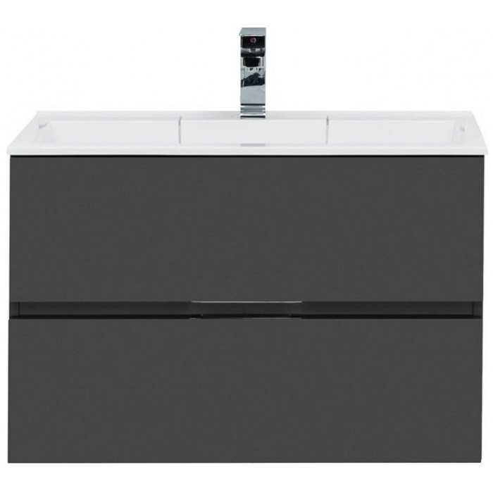 Тумба под раковину Aquanet Алвита 80 серый антрацит глянец 00215120 подвесная