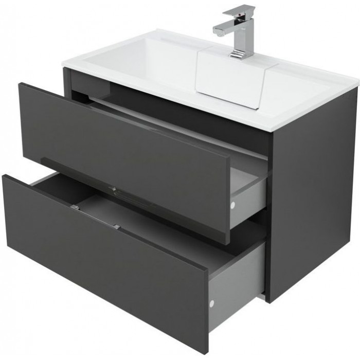 Тумба под раковину Aquanet Алвита 90 серый антрацит глянец 00240111 подвесная