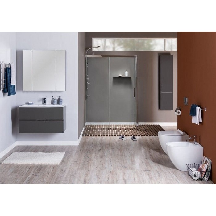 Тумба под раковину Aquanet Алвита 80 серый антрацит глянец 00215120 подвесная