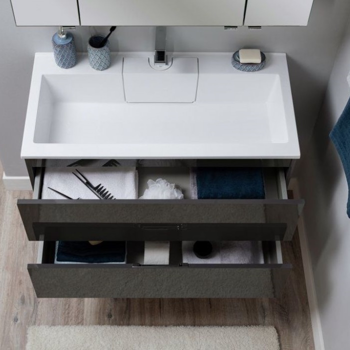 Тумба под раковину Aquanet Алвита 80 серый антрацит глянец 00215120 подвесная