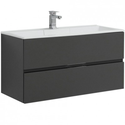 Тумба под раковину Aquanet Алвита 100 240112 подвесная, серый антрацит глянец